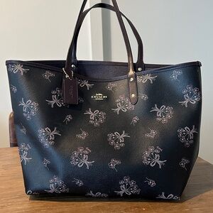 Coach Dark Blue Floral Tote